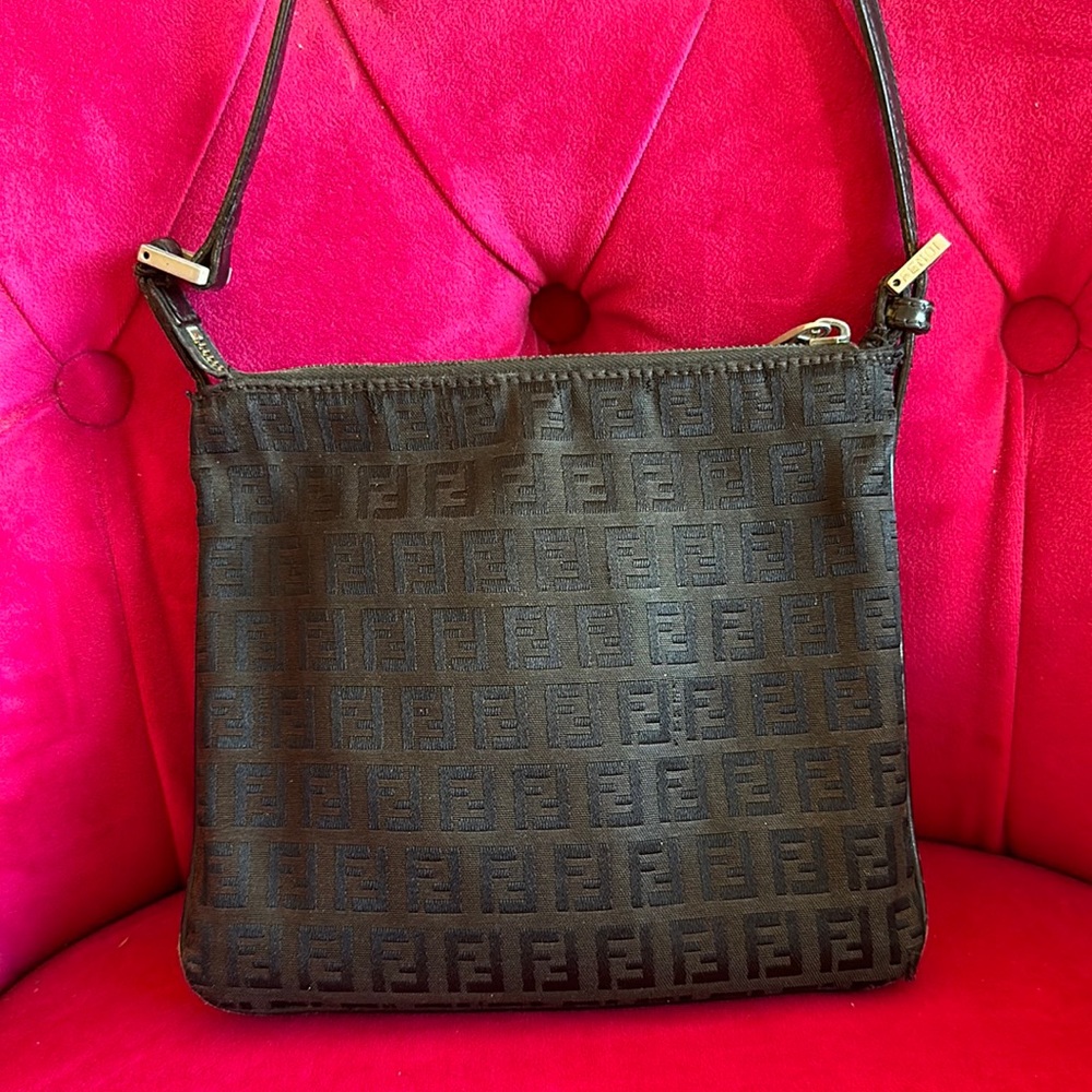 Fendi monogram logo crossbody bag in black black